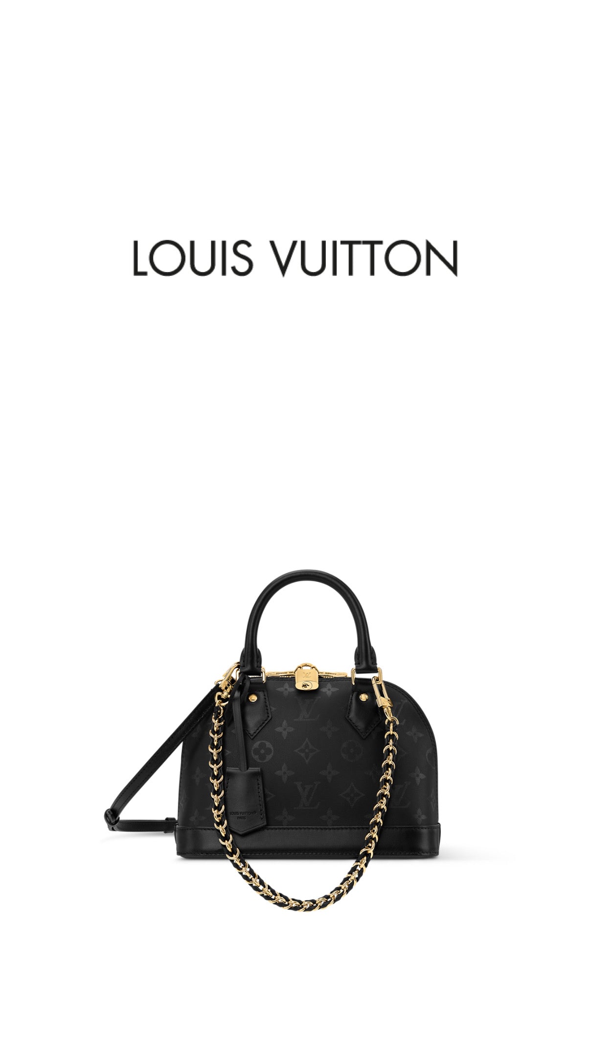 Louis Vuitton Alma BB handbag by Athena™ featuring the classic monogram canvas and gold-tone hardware, displayed against a neutral background.