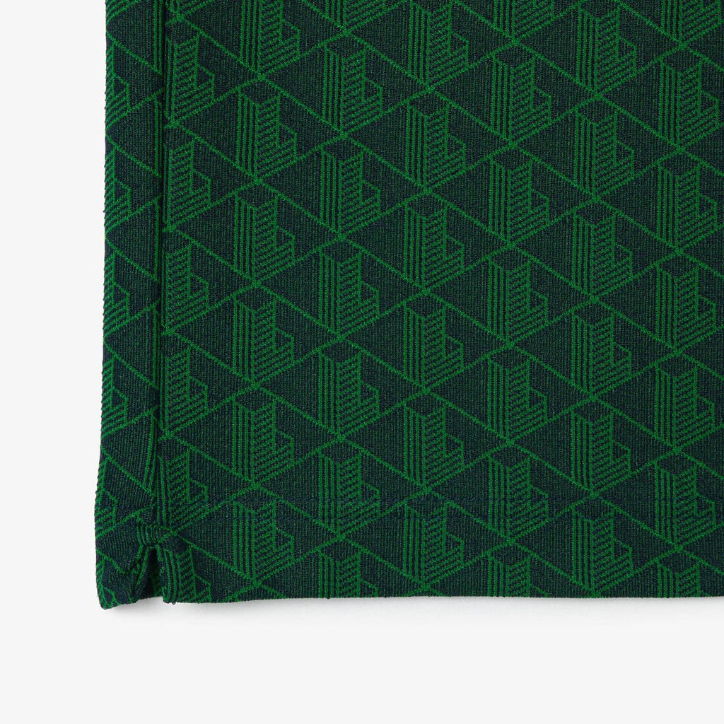Lacoste monogram jacquard polo shirt by ATHENA ™, featuring a textured monogram pattern and classic polo collar.
