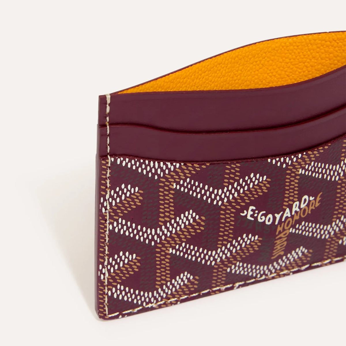 ATHENA™ GOYARD Saint-Sulpice leather cardholder with multiple card slots and sleek design, shown in black.