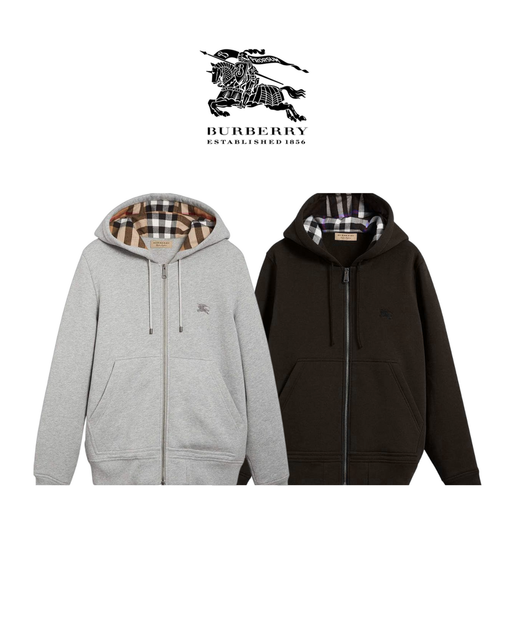 Athena Burberry zipper showing a sleek metal zipper with branded pull tab on a fabric background.