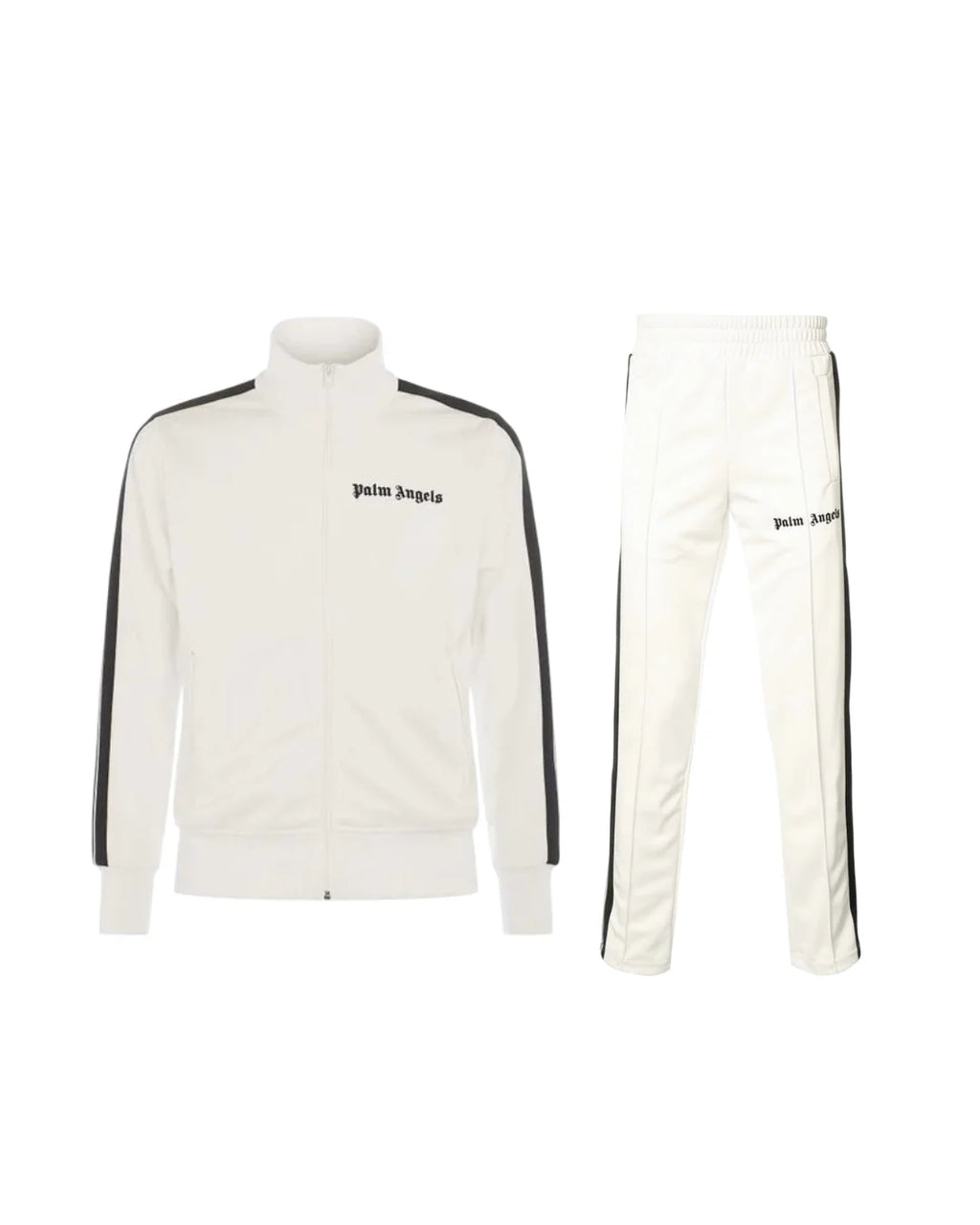 Athena Palm angles tracksuit displayed on a hanger, featuring a stylish design with contrasting colors and comfortable fit.
