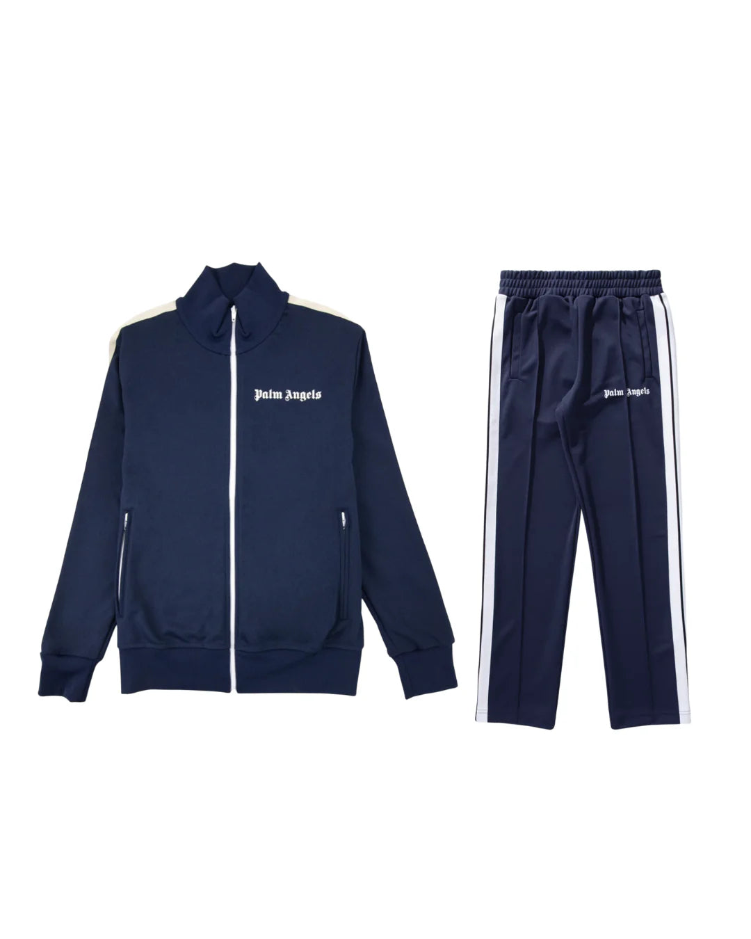 Athena Palm Angles Tracksuit displayed on a hanger, featuring a stylish athletic design with a zip-up jacket and matching pants.