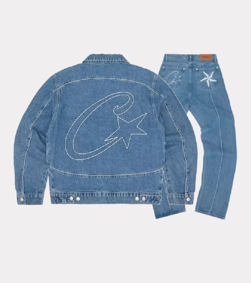 Athena Cortiez C-Star denim tracksuit featuring a stylish jacket and matching pants, perfect for casual and sporty looks.