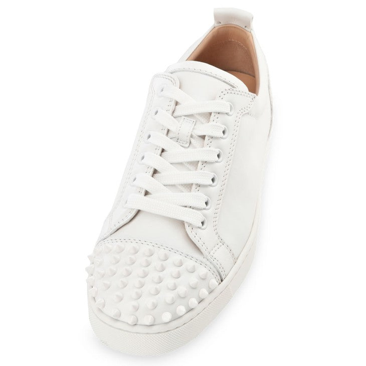 Christian Louboutin Junior sneaker by ATHENA ™, featuring red sole, black leather upper, and signature design details.