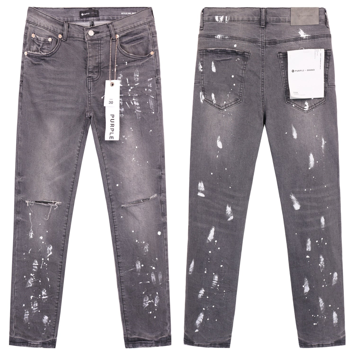 Purple ATHENA™ jeans with a slim fit, displayed on a model showing the front view and detailed stitching.
