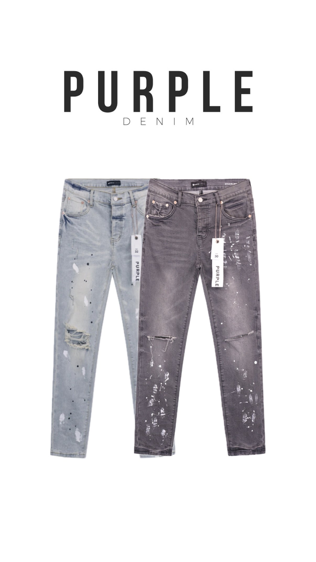 Purple ATHENA ™ jeans with a slim fit design, shown on a model, featuring classic five-pocket styling and a modern, stylish look.
