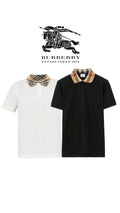 Athena™ Burberry polo shirt with classic collar and logo detail, shown in a close-up image.