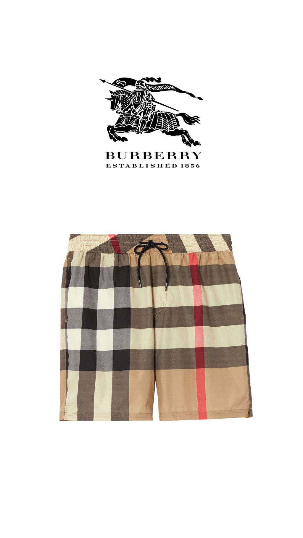 Athena™ Burberry shorts with classic check pattern, tailored fit, and stylish design, displayed on a neutral background.