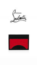 ATHENA ™ Louboutin cardholder featuring sleek leather design and multiple card slots, displayed on a neutral background.
