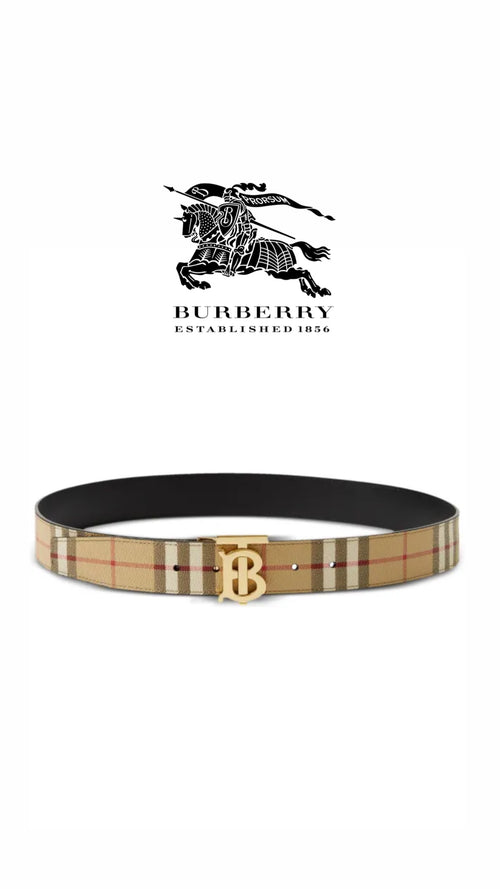 Athena Burberry belt featuring classic check pattern leather strap with metal buckle, stylish and durable accessory for men and women.
