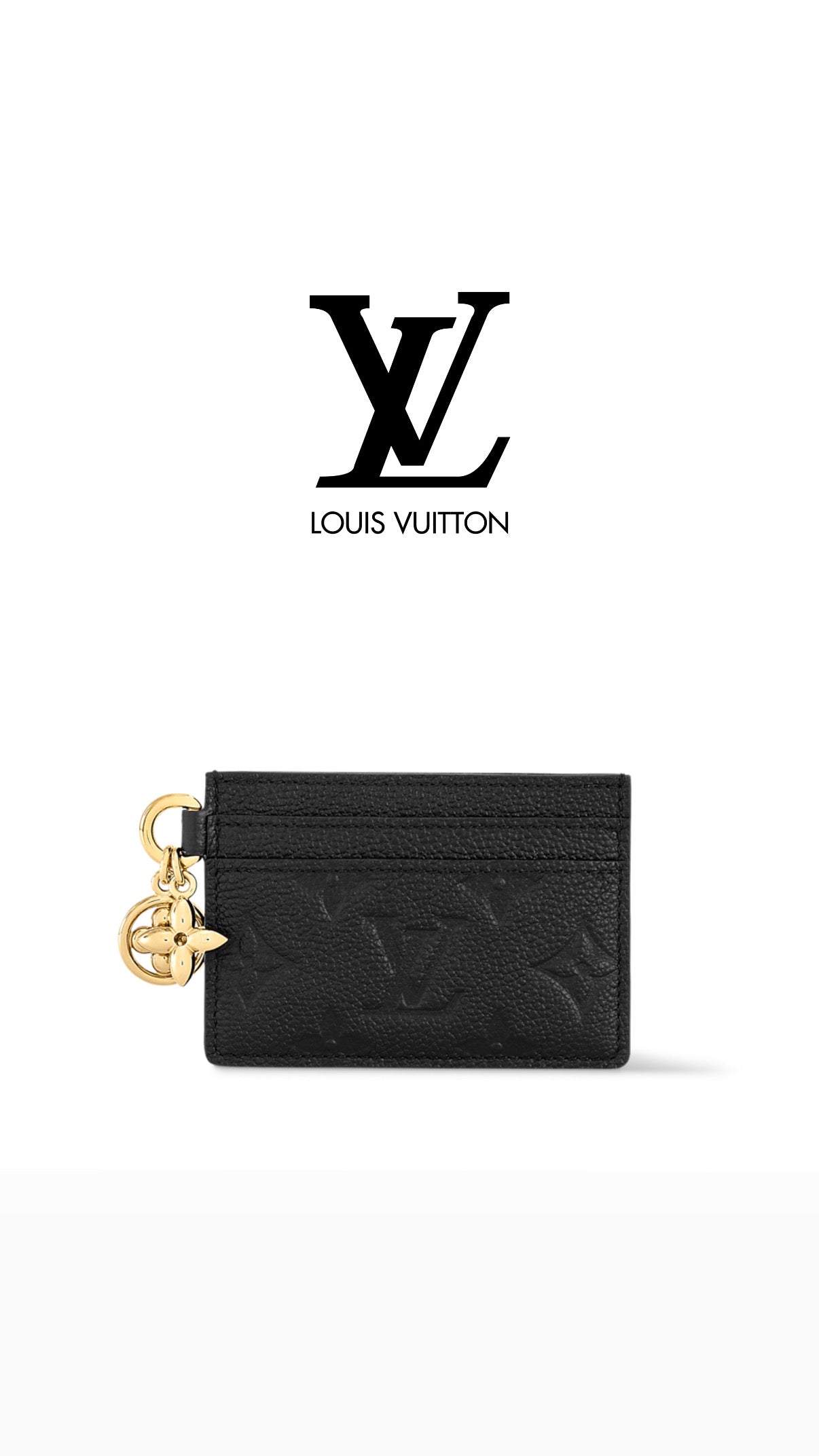Athena LV cardholder with multiple card slots and branded logo on smooth leather surface.
