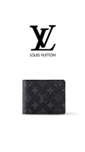 Athena LV wallet with multiple card slots and leather finish, displayed open showing interior compartments and branding.