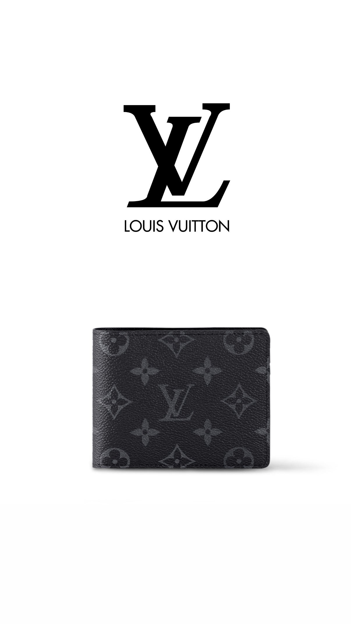 Athena LV wallet with multiple card slots and leather finish, displayed open showing interior compartments and branding.