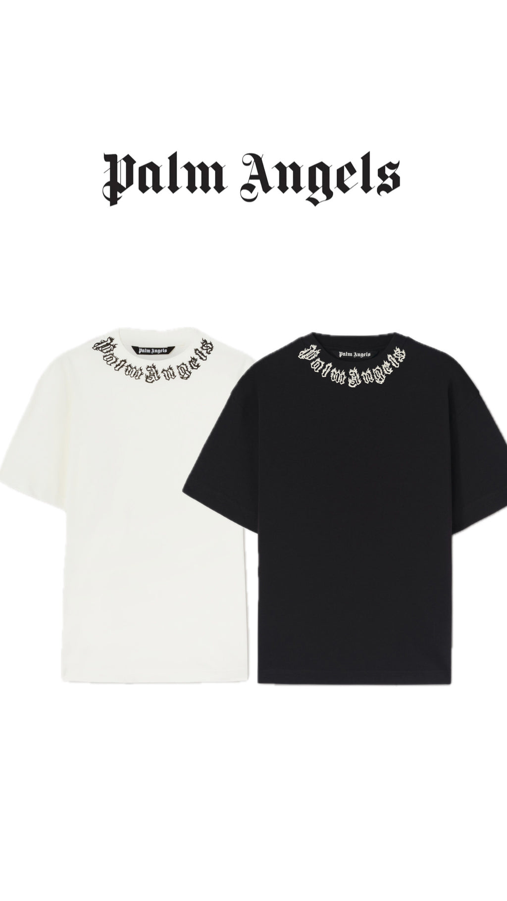 Athena™ Palm Angles Neck Logo T-shirt in black, featuring a palm angles design on the front, casual fit, and crew neckline.