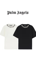 Athena™ Palm Angles Neck Logo T-shirt in black, featuring a palm angles design on the front, casual fit, and crew neckline.