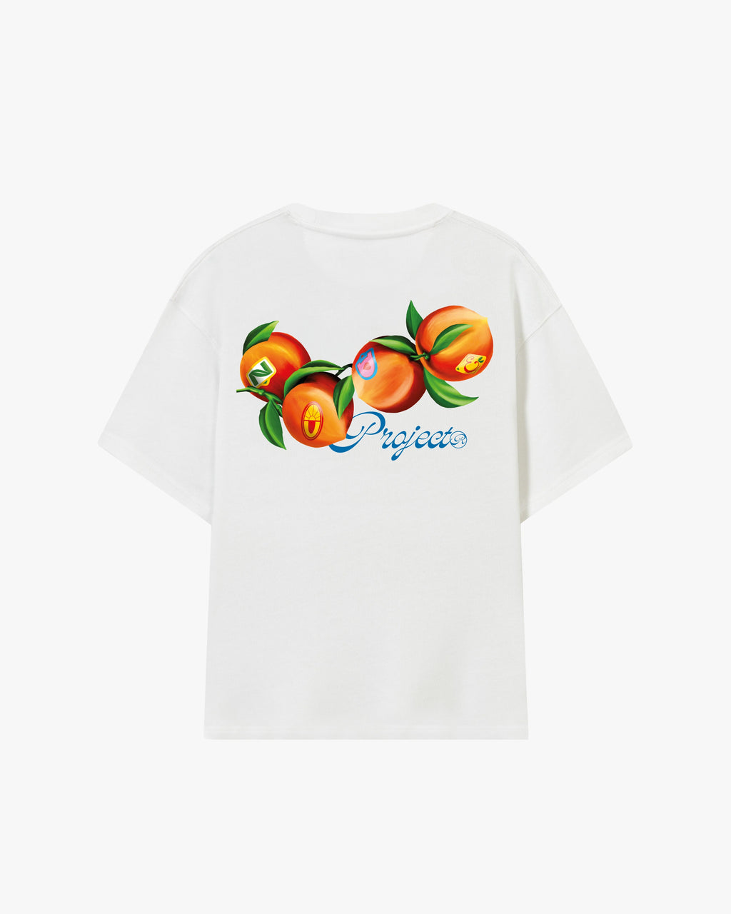 Athena ™ Nude Project Peach T-shirt displayed flat, showcasing soft peach fabric with a casual crew neck and short sleeves.