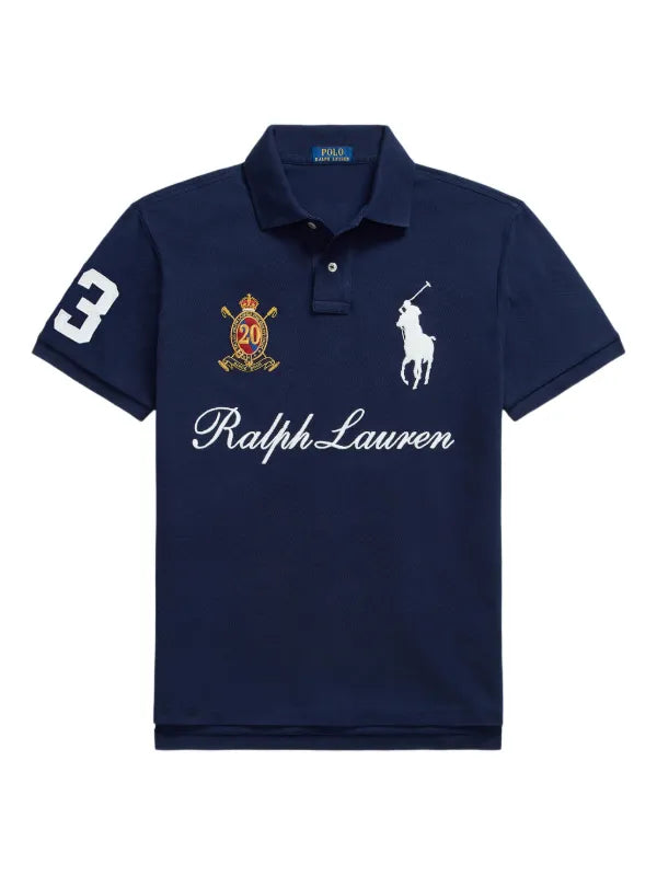 Athena™ Ralph Lauren jersey polo shirt displayed, featuring classic collar, short sleeves, and embroidered logo on chest.